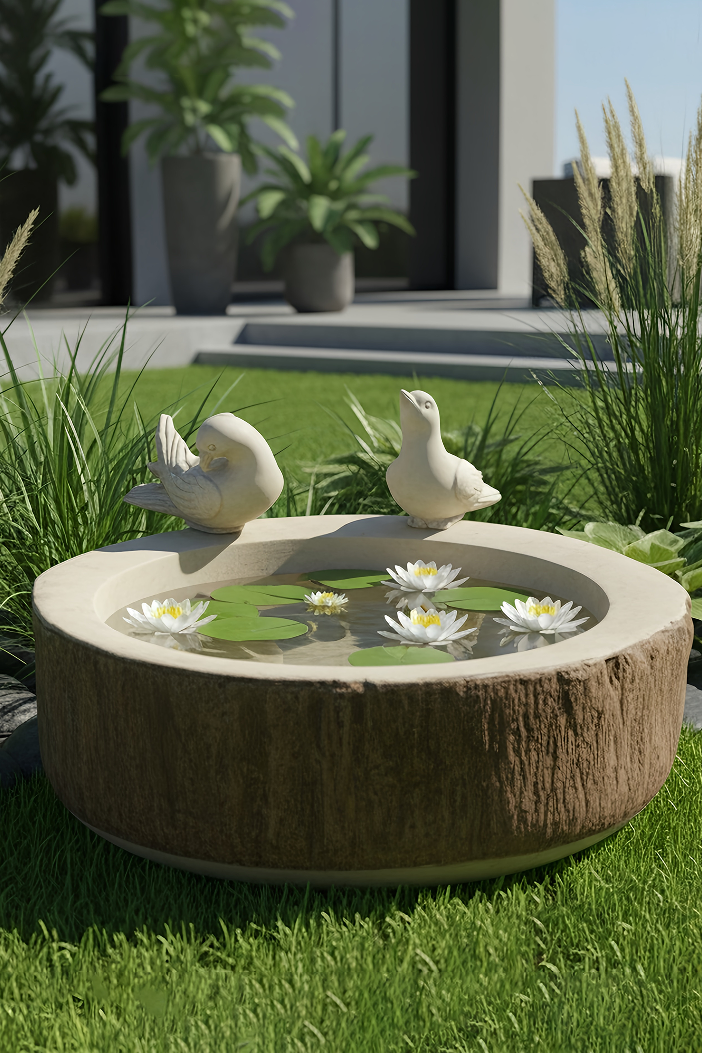 Log Bird Bath