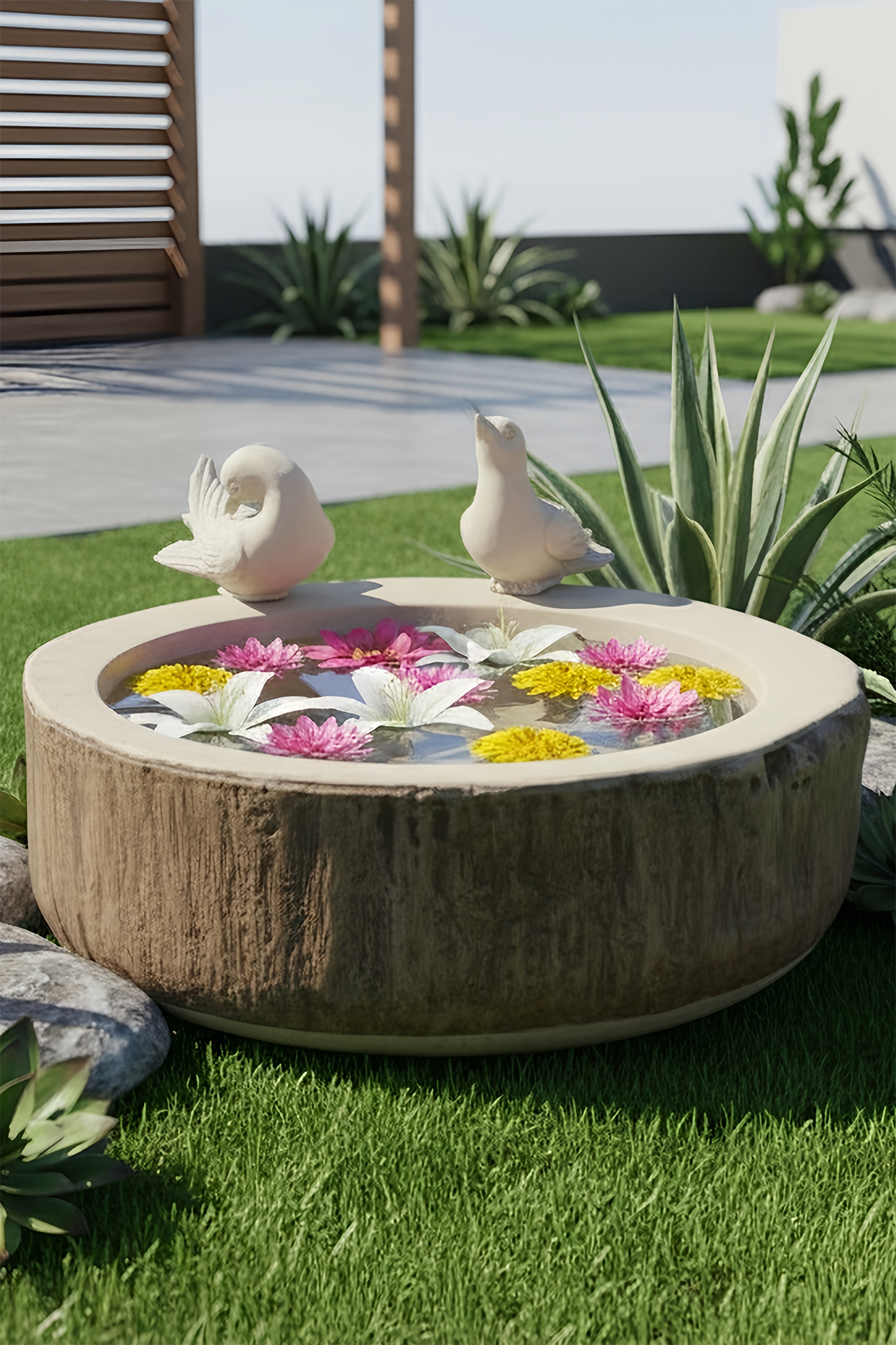 Log Bird Bath
