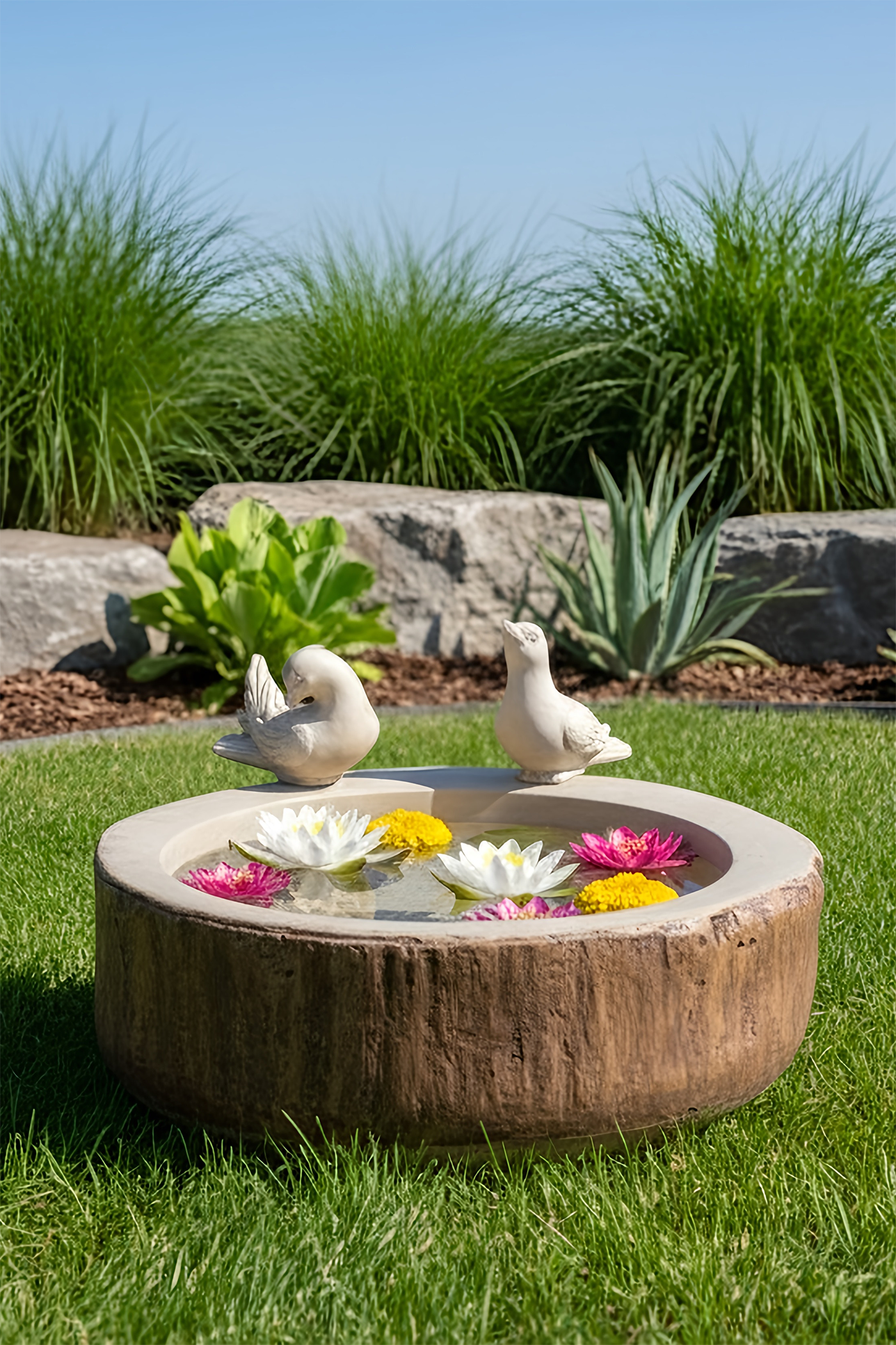 Log Bird Bath