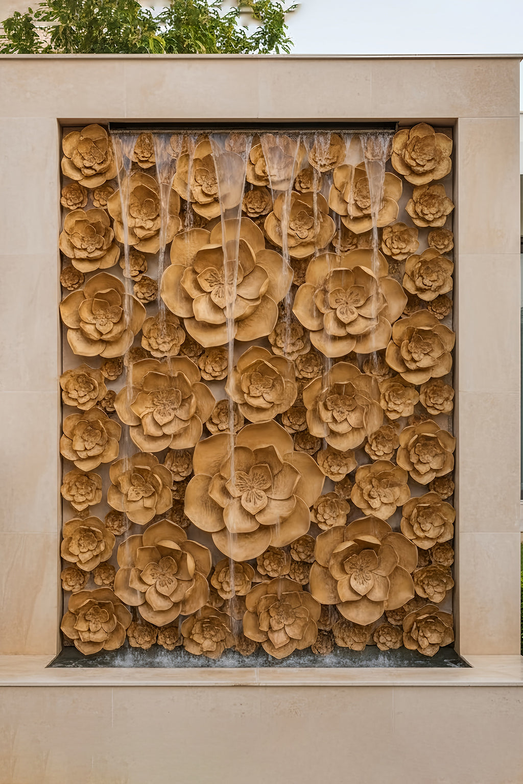 Water Cascade lotus Layered Floral Cascade Wall Fountain