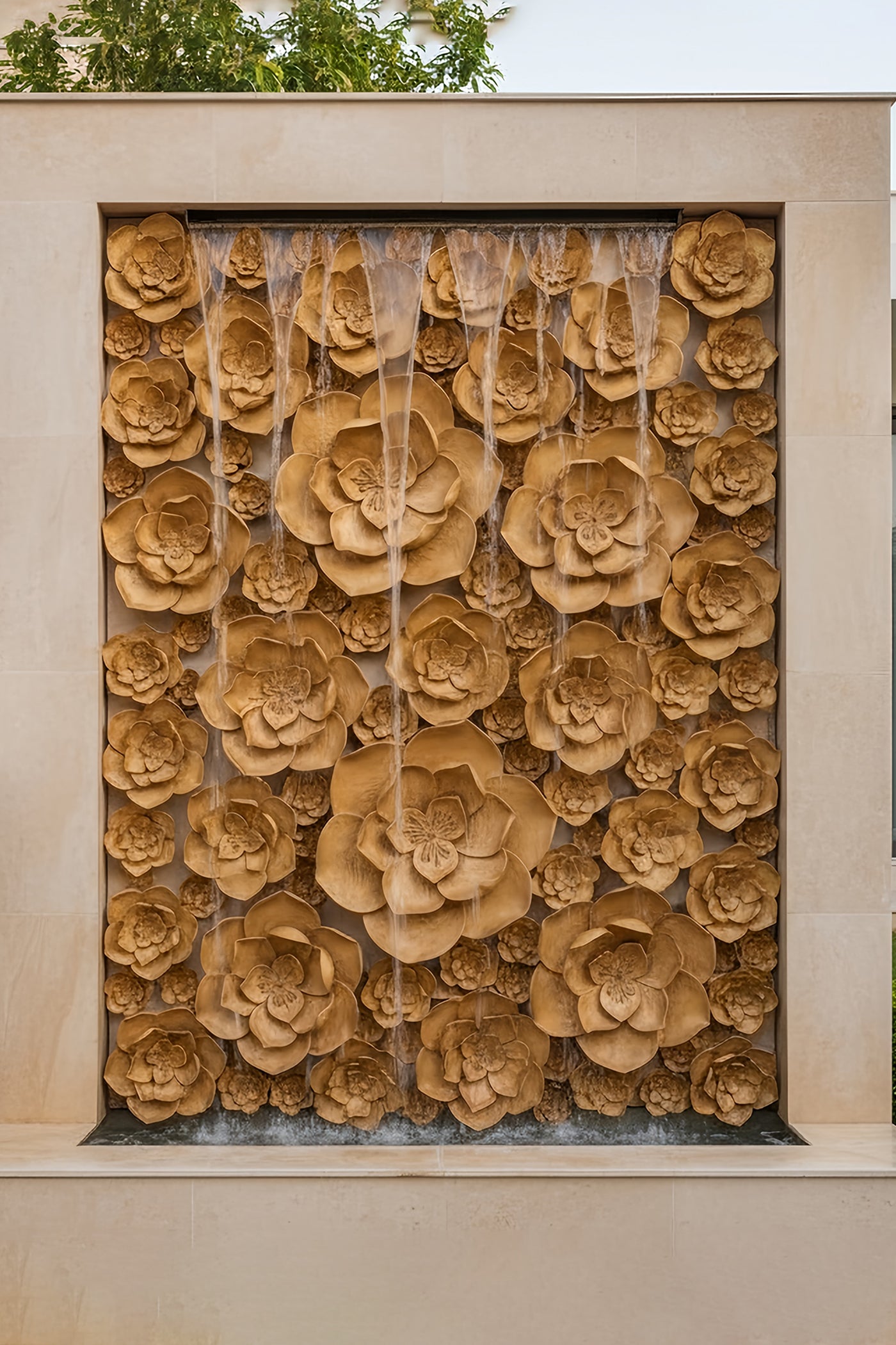 Water Cascade lotus Layered Floral Cascade Wall Fountain
