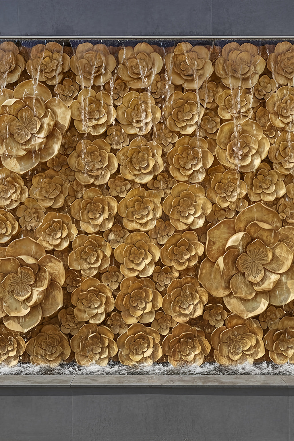 Water Cascade lotus Layered Floral Cascade Wall Fountain