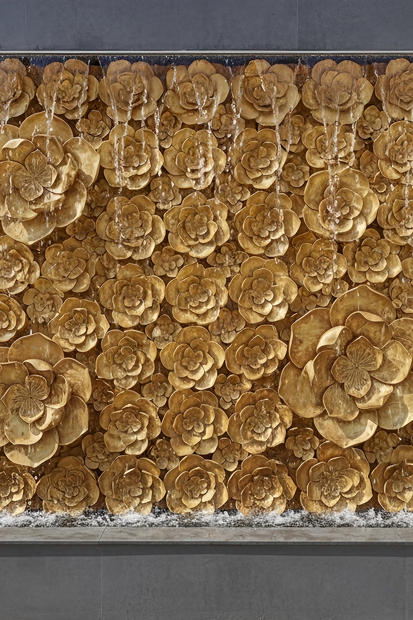 Water Cascade lotus Layered Floral Cascade Wall Fountain