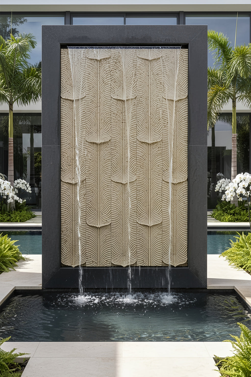 Water Cascade leaf Linear Leaf Relief Cascade Fountain