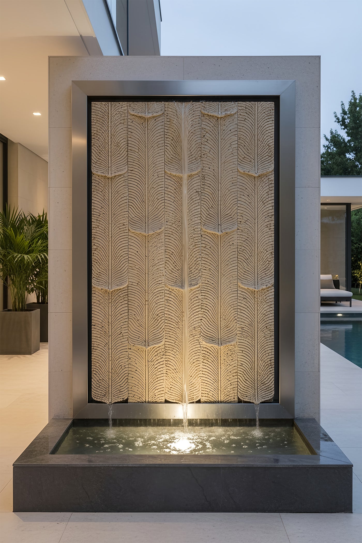 Water Cascade leaf Linear Leaf Relief Cascade Fountain