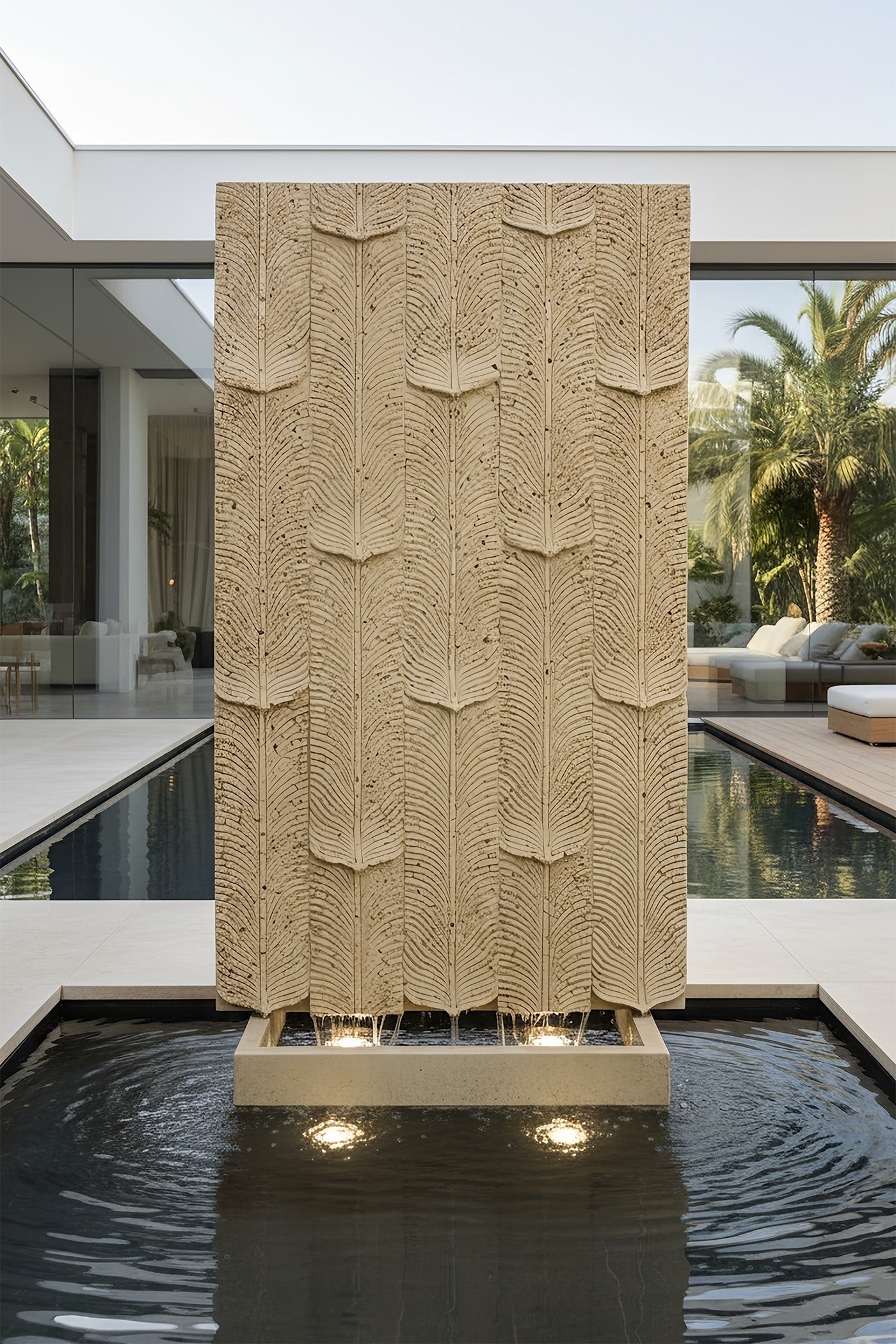 Water Cascade leaf Linear Leaf Relief Cascade Fountain