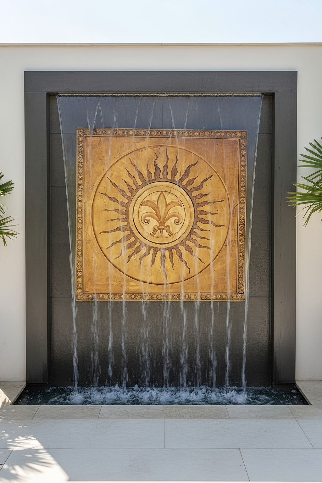 Water cascade Solar Medallion Cascade Wall Fountain