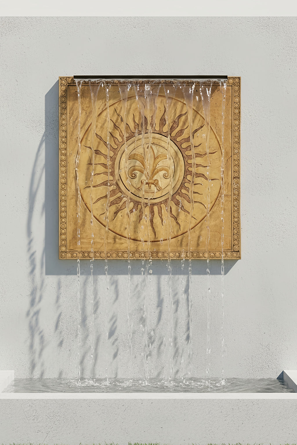 Water cascade Solar Medallion Cascade Wall Fountain