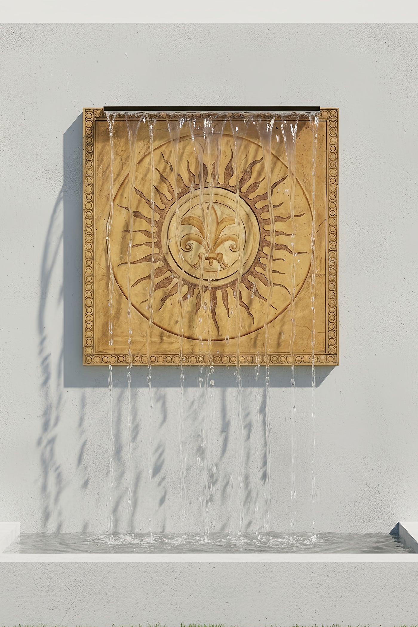 Water cascade Solar Medallion Cascade Wall Fountain