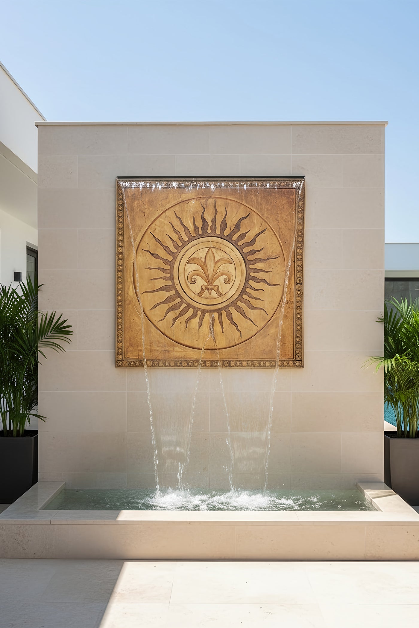 Water cascade Solar Medallion Cascade Wall Fountain
