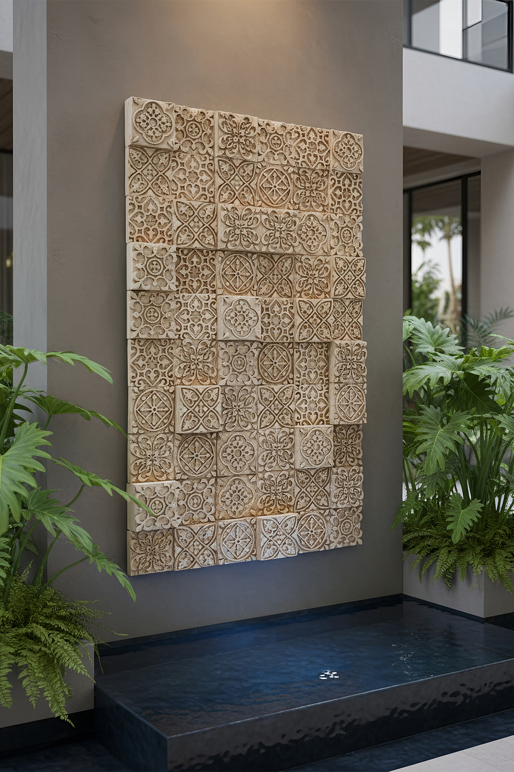 Water Cascade Morrocco Tile Relief Wall Fountain
