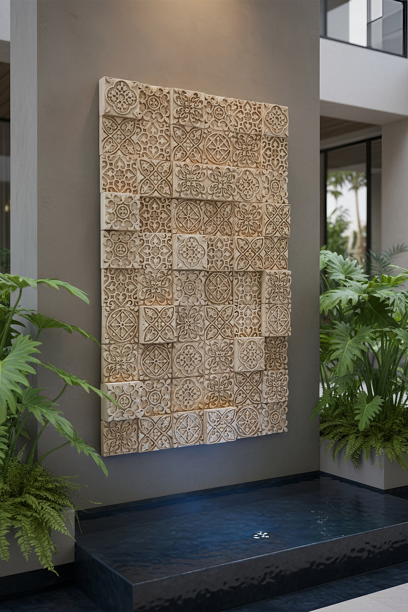 Water Cascade Morrocco Tile Relief Wall Fountain