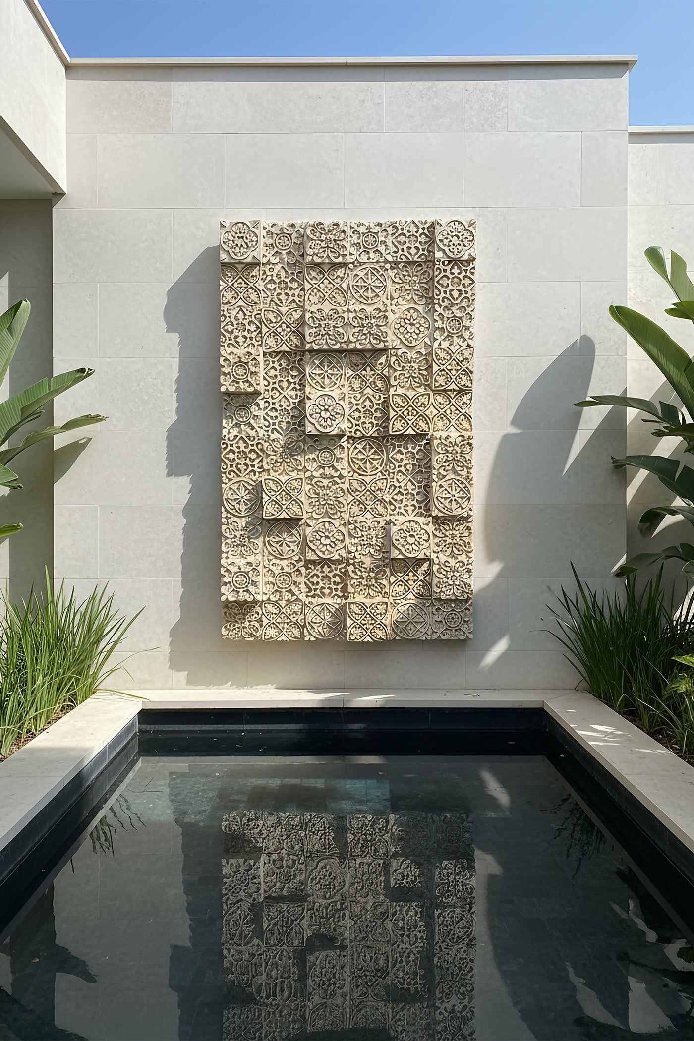 Water Cascade Morrocco Tile Relief Wall Fountain