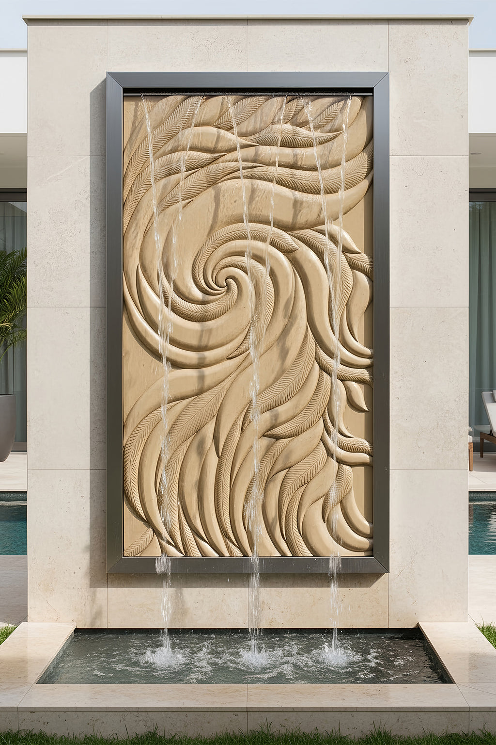 Water Cascade Swrill Sculptural Flow