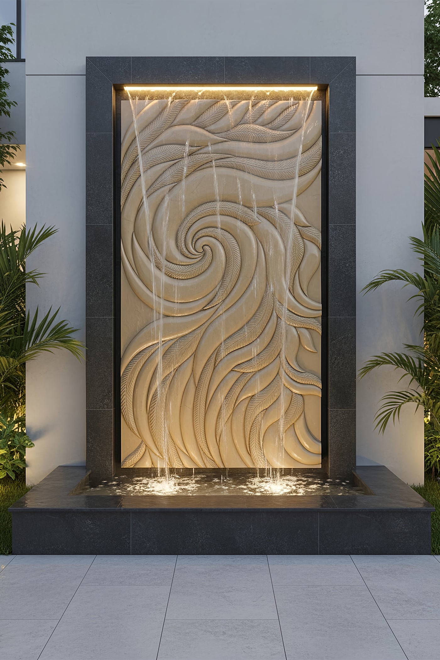 Water Cascade Swrill Sculptural Flow