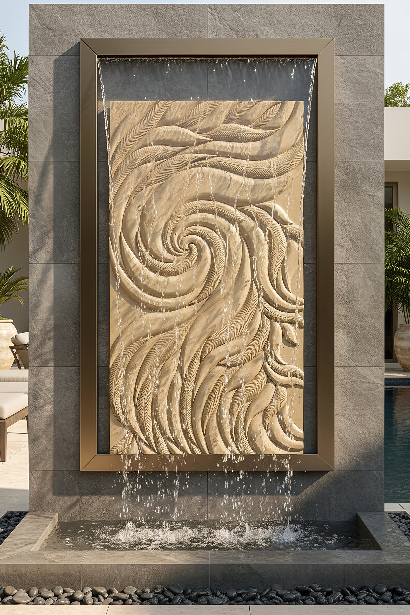 Water Cascade Swrill Sculptural Flow