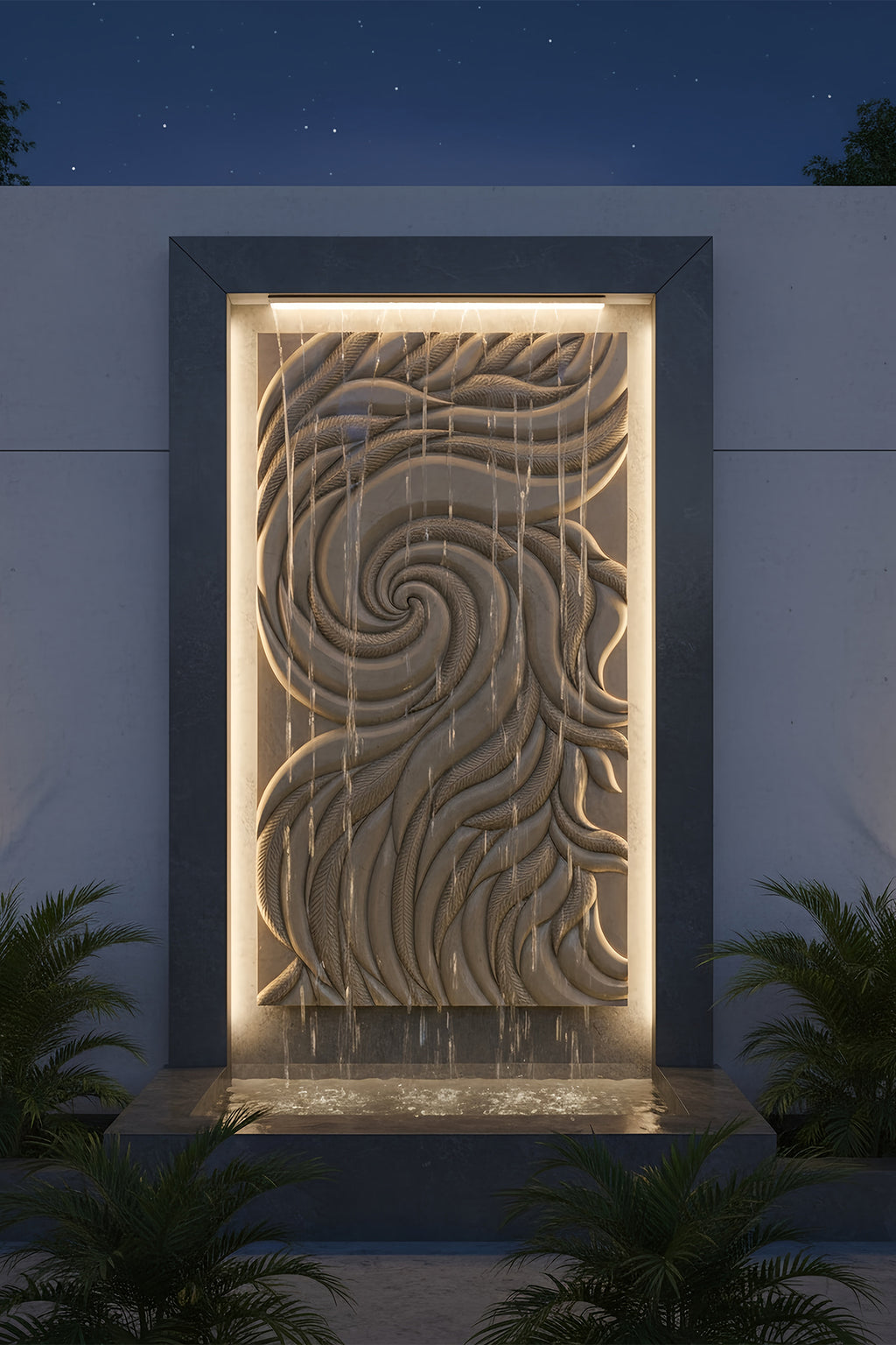 Water Cascade Swrill Sculptural Flow