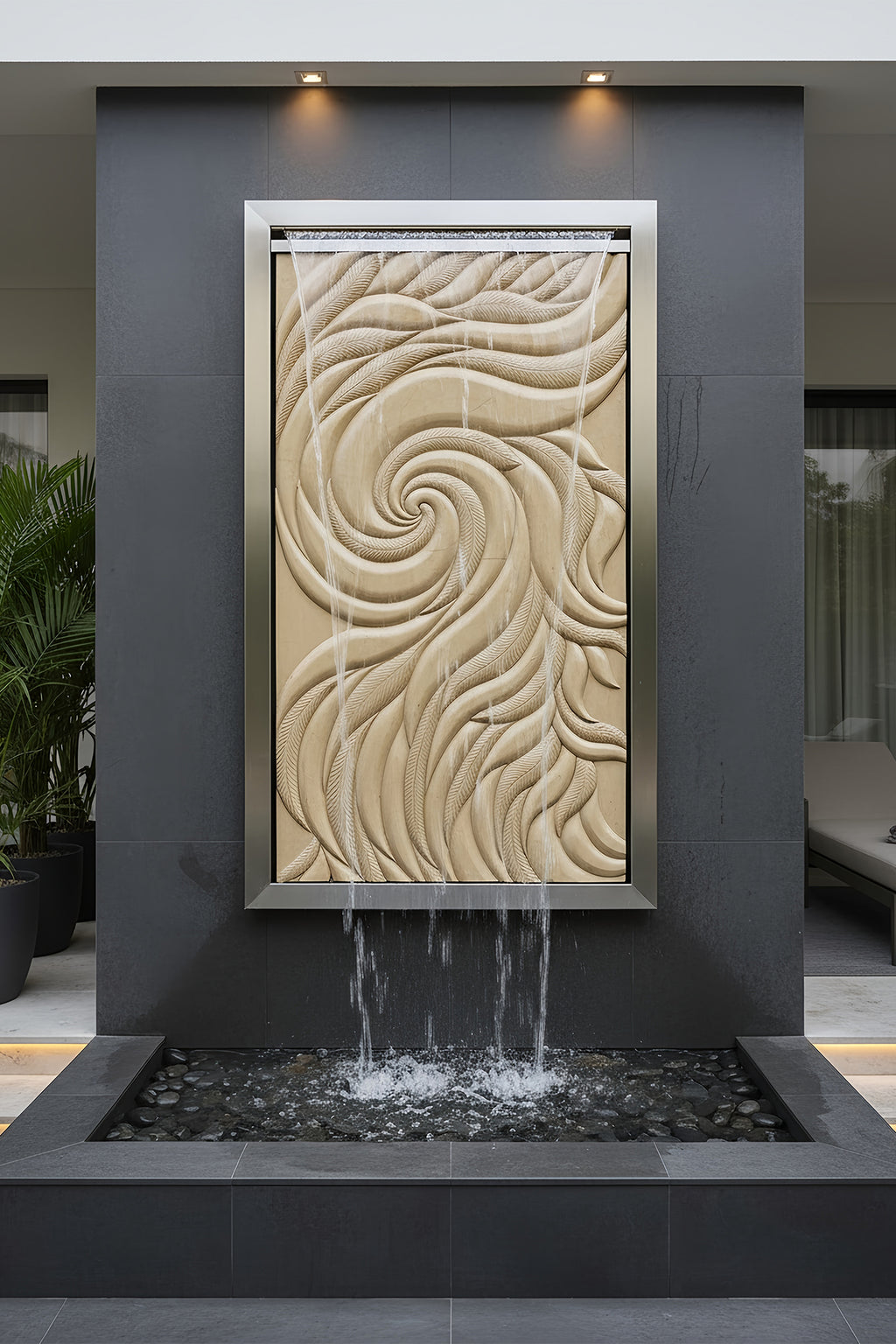 Water Cascade Swrill Sculptural Flow