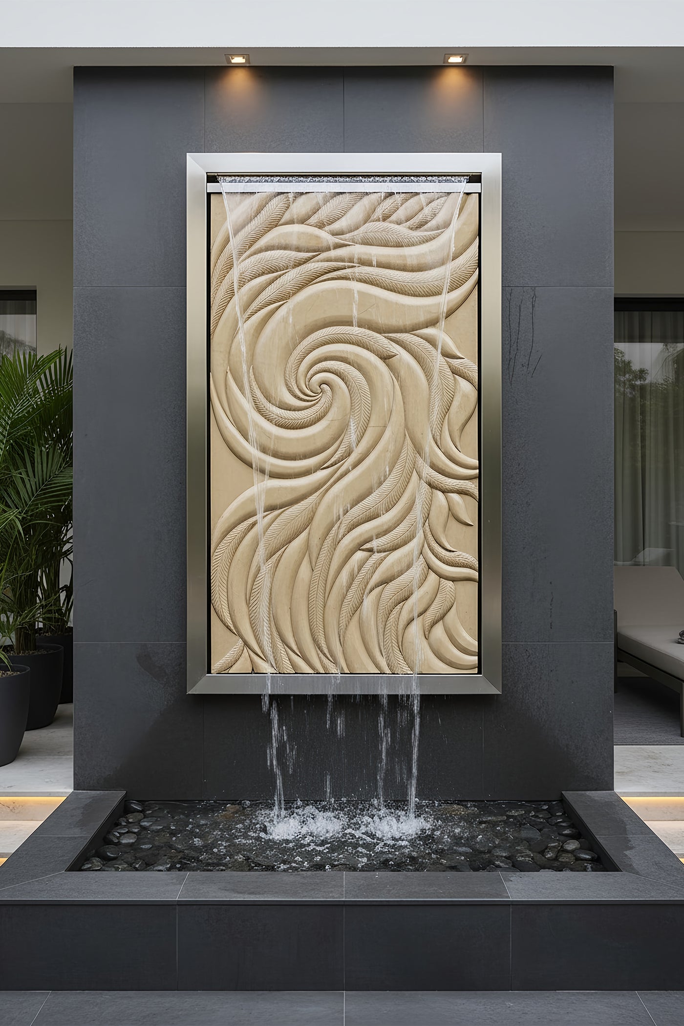 Water Cascade Swrill Sculptural Flow