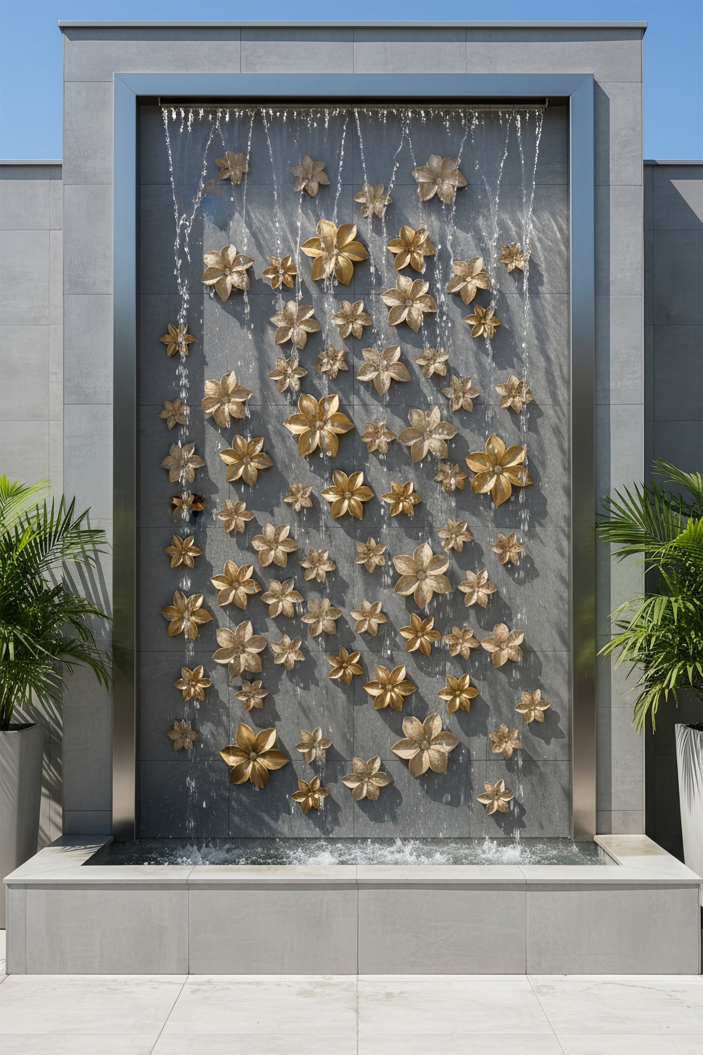 Water Cascade Frangipani Floral Cascade Wall Fountain Ð Golden Bloom