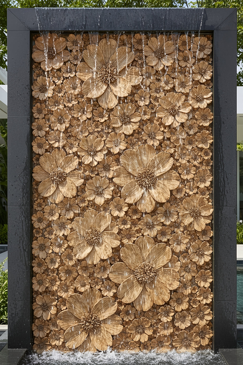 Water Cascade Carnation Floral Relief Cascade Wall Fountain