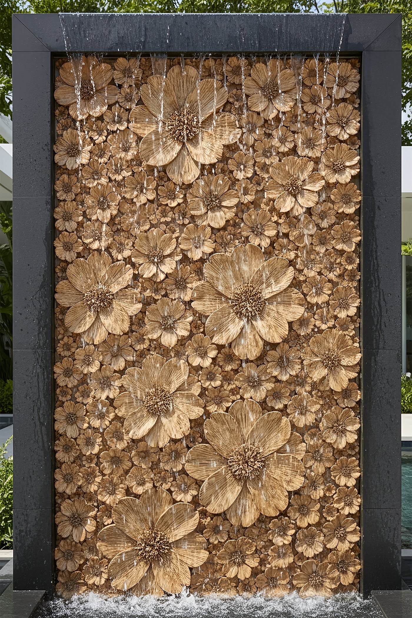 Water Cascade Carnation Floral Relief Cascade Wall Fountain