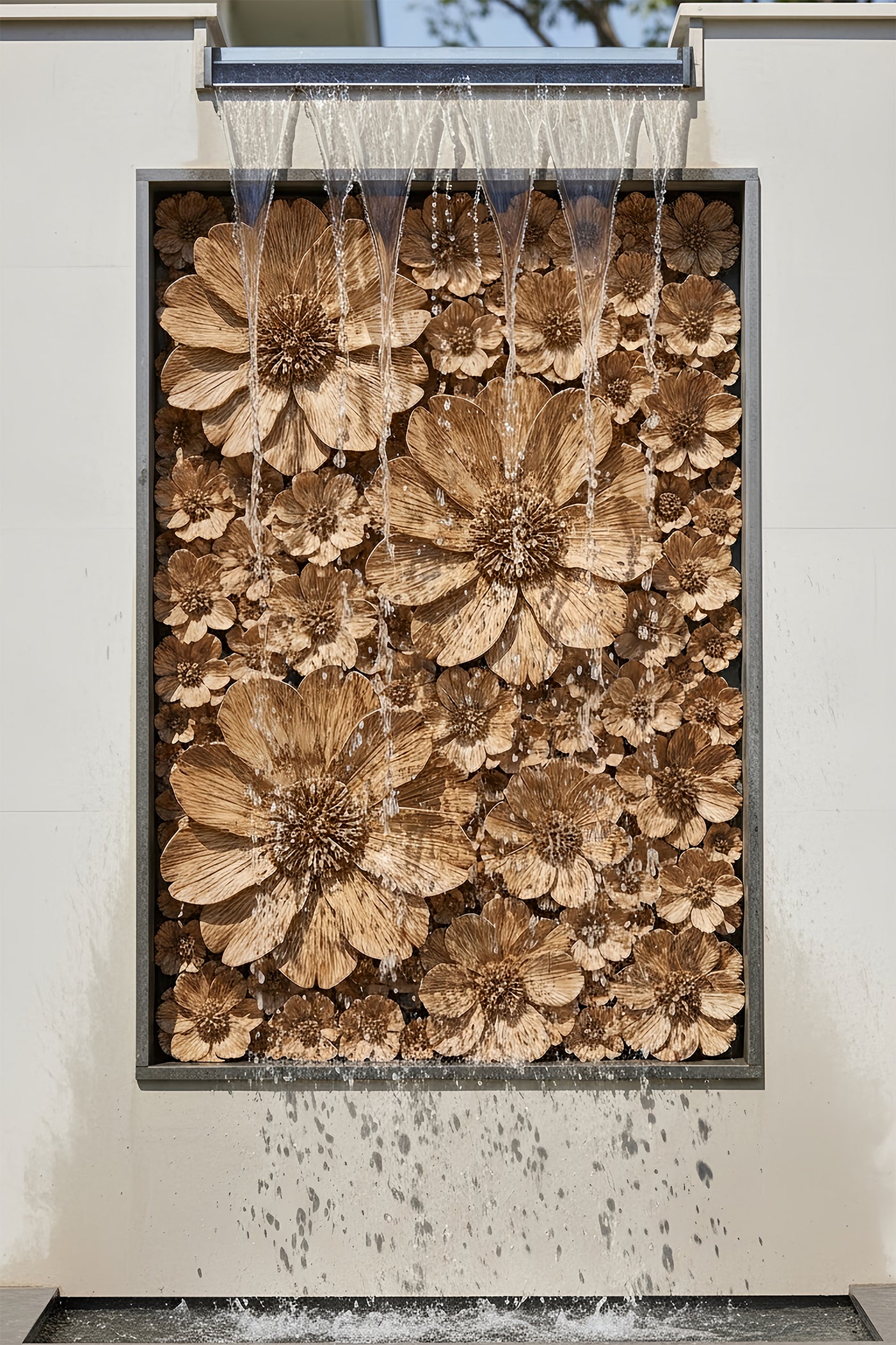 Water Cascade Carnation Floral Relief Cascade Wall Fountain