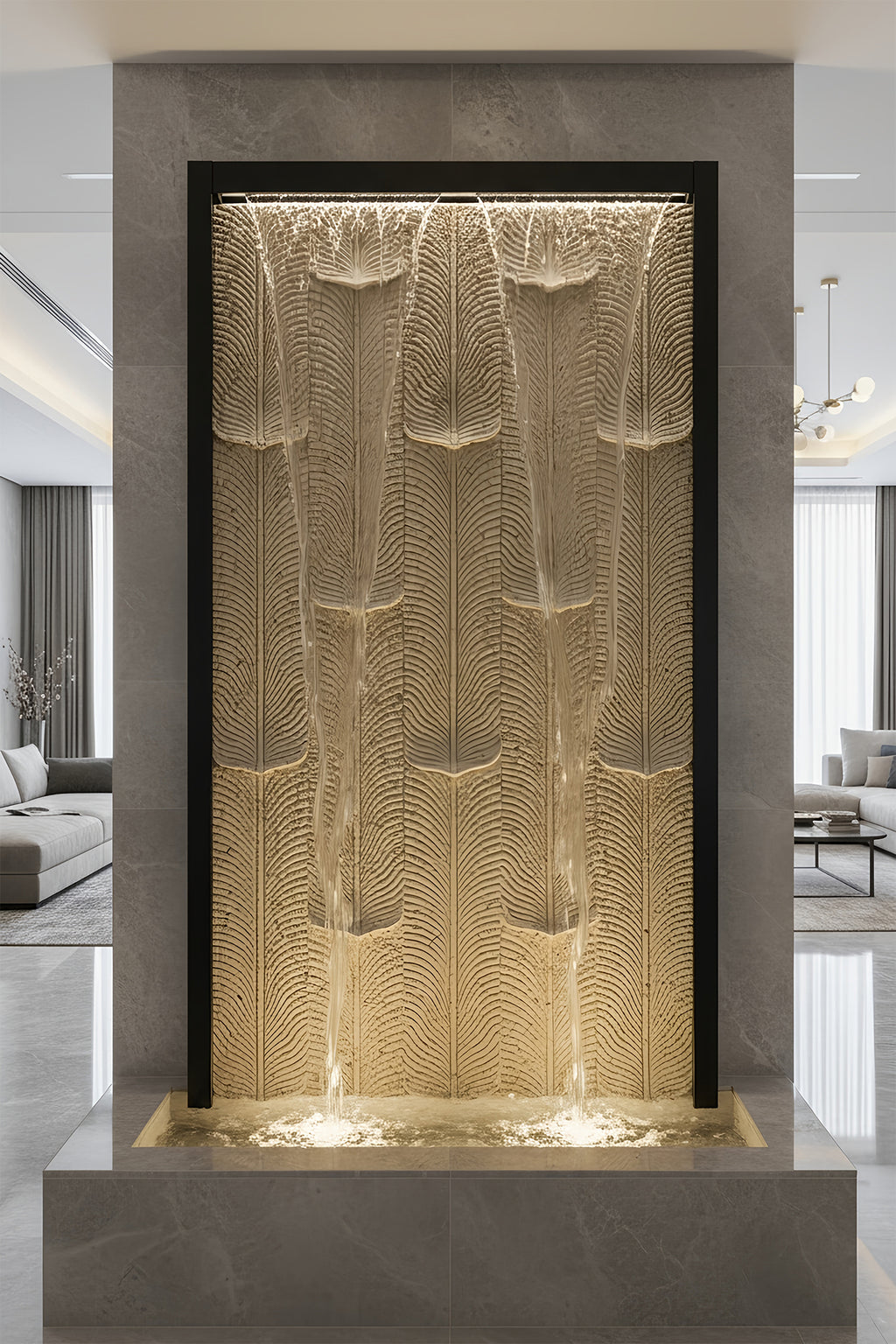 Water Cascade leaf Linear Leaf Relief Cascade Fountain