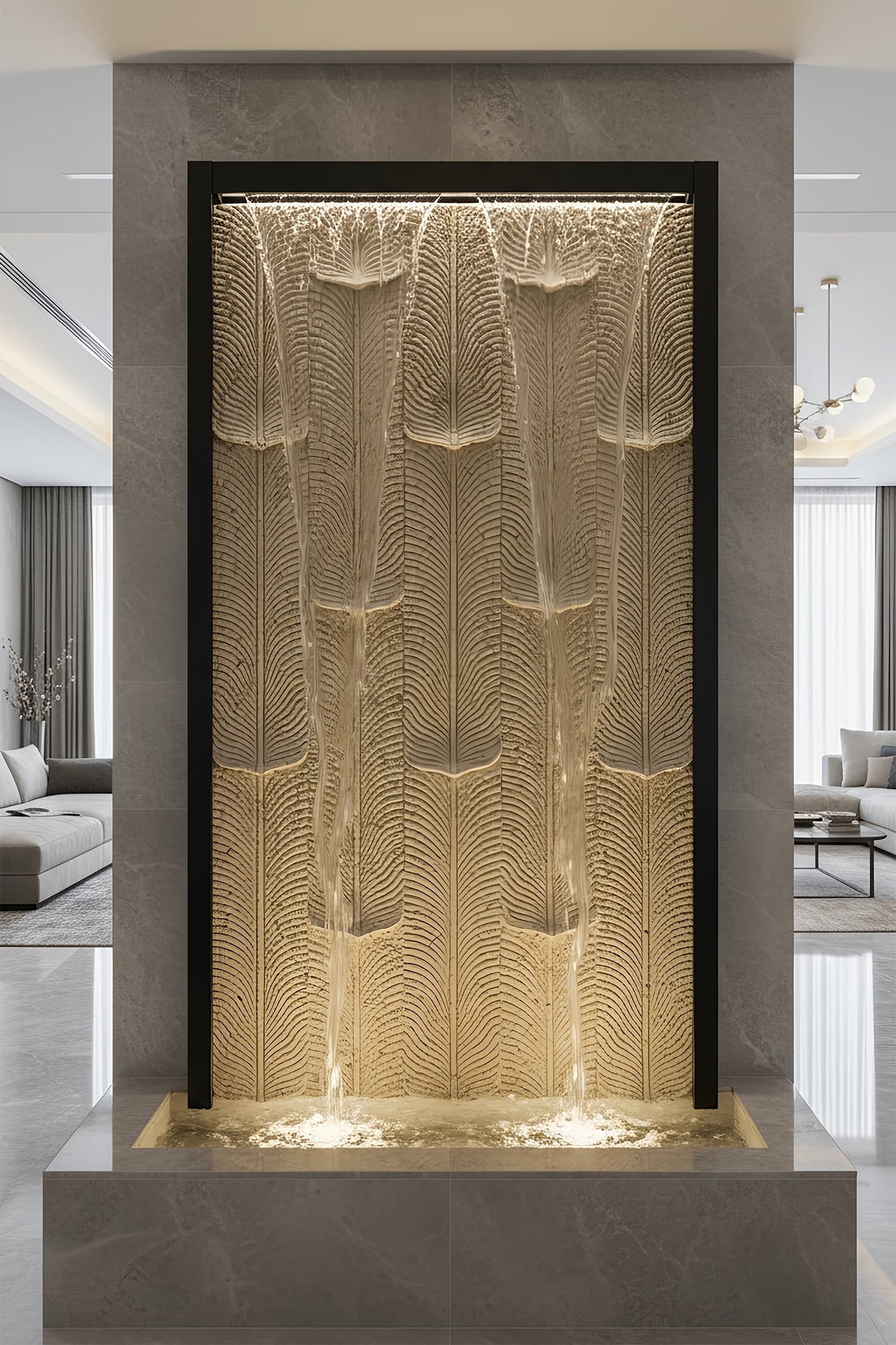 Water Cascade leaf Linear Leaf Relief Cascade Fountain