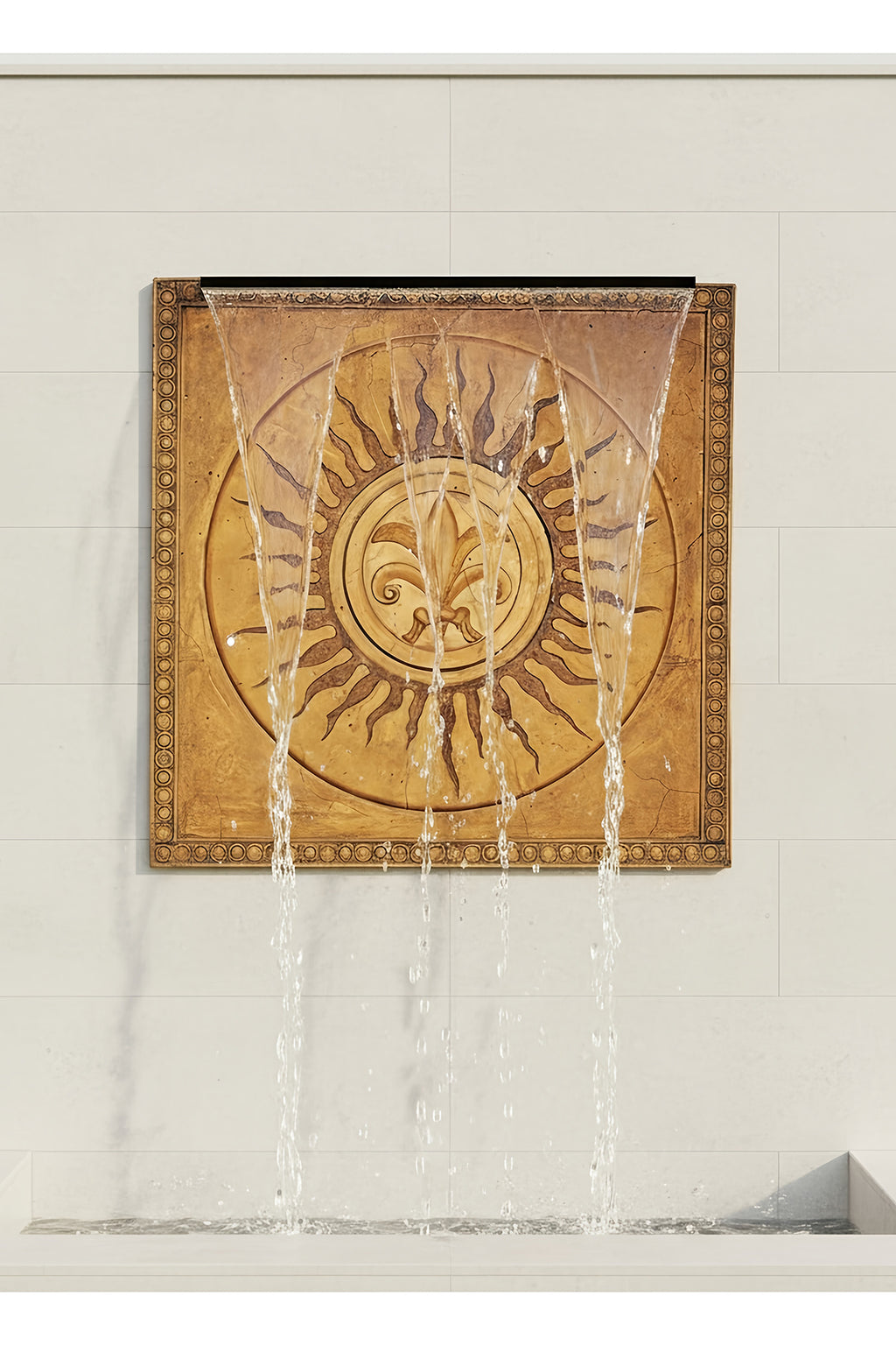 Water cascade Solar Medallion Cascade Wall Fountain