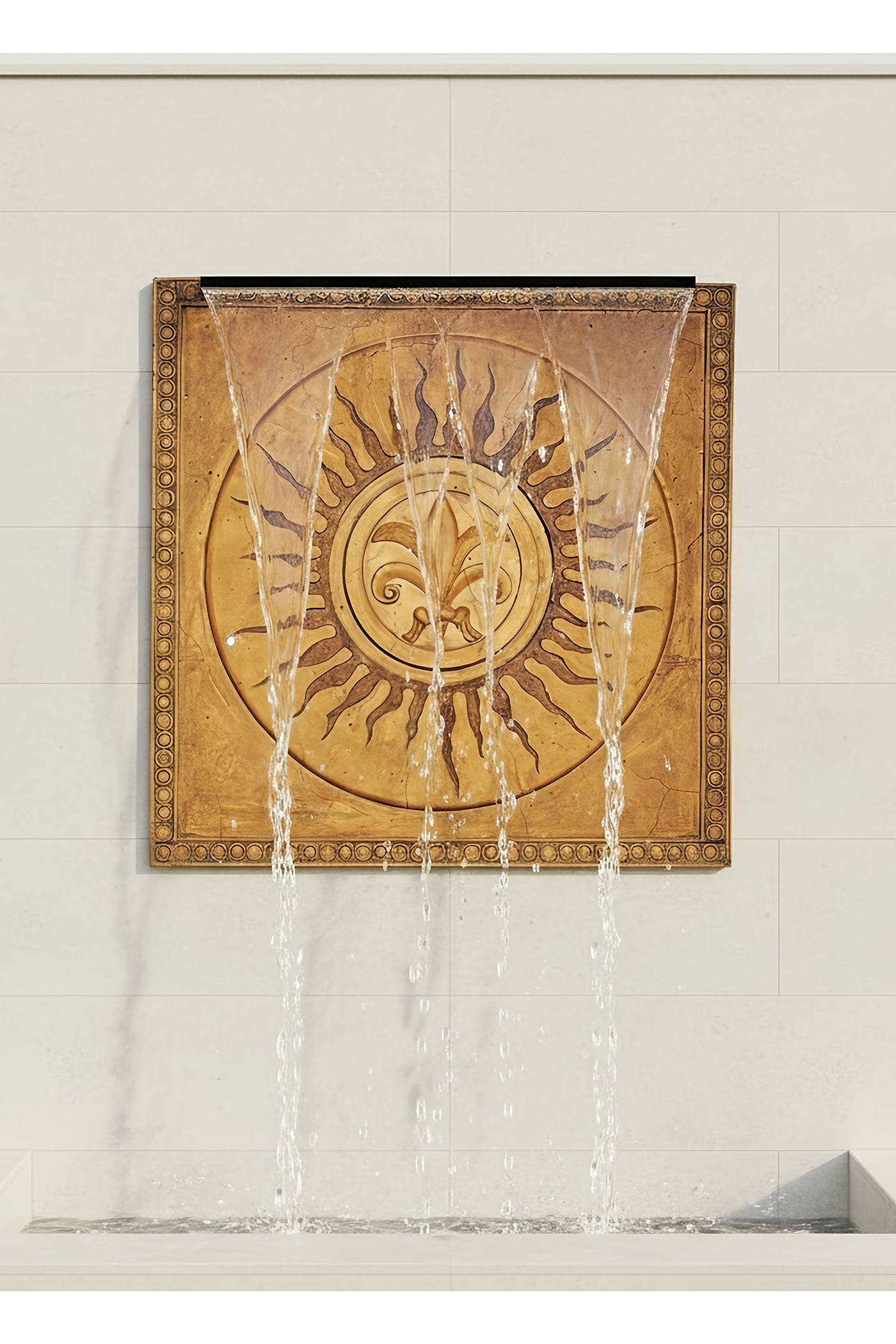 Water cascade Solar Medallion Cascade Wall Fountain