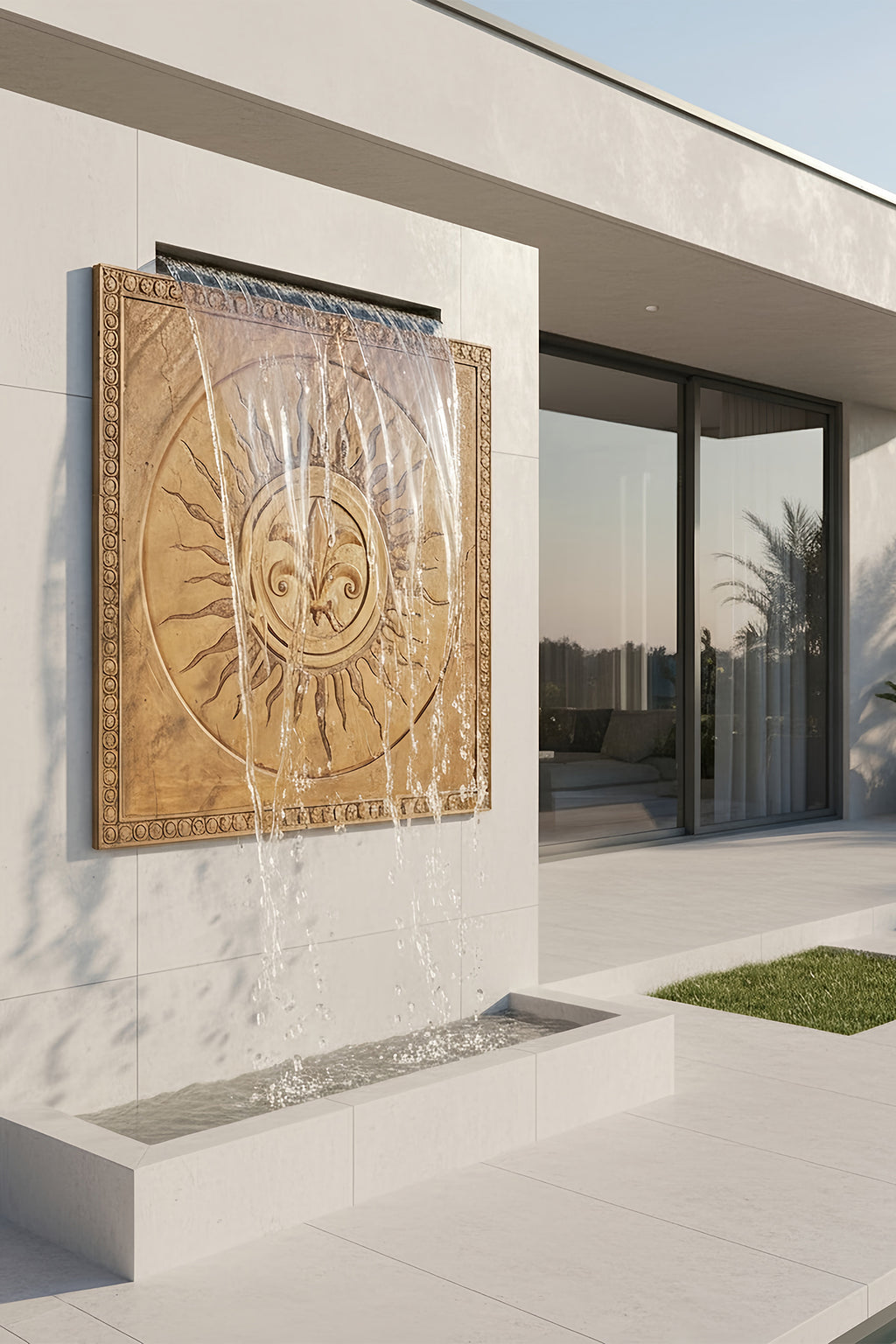 Water cascade Solar Medallion Cascade Wall Fountain