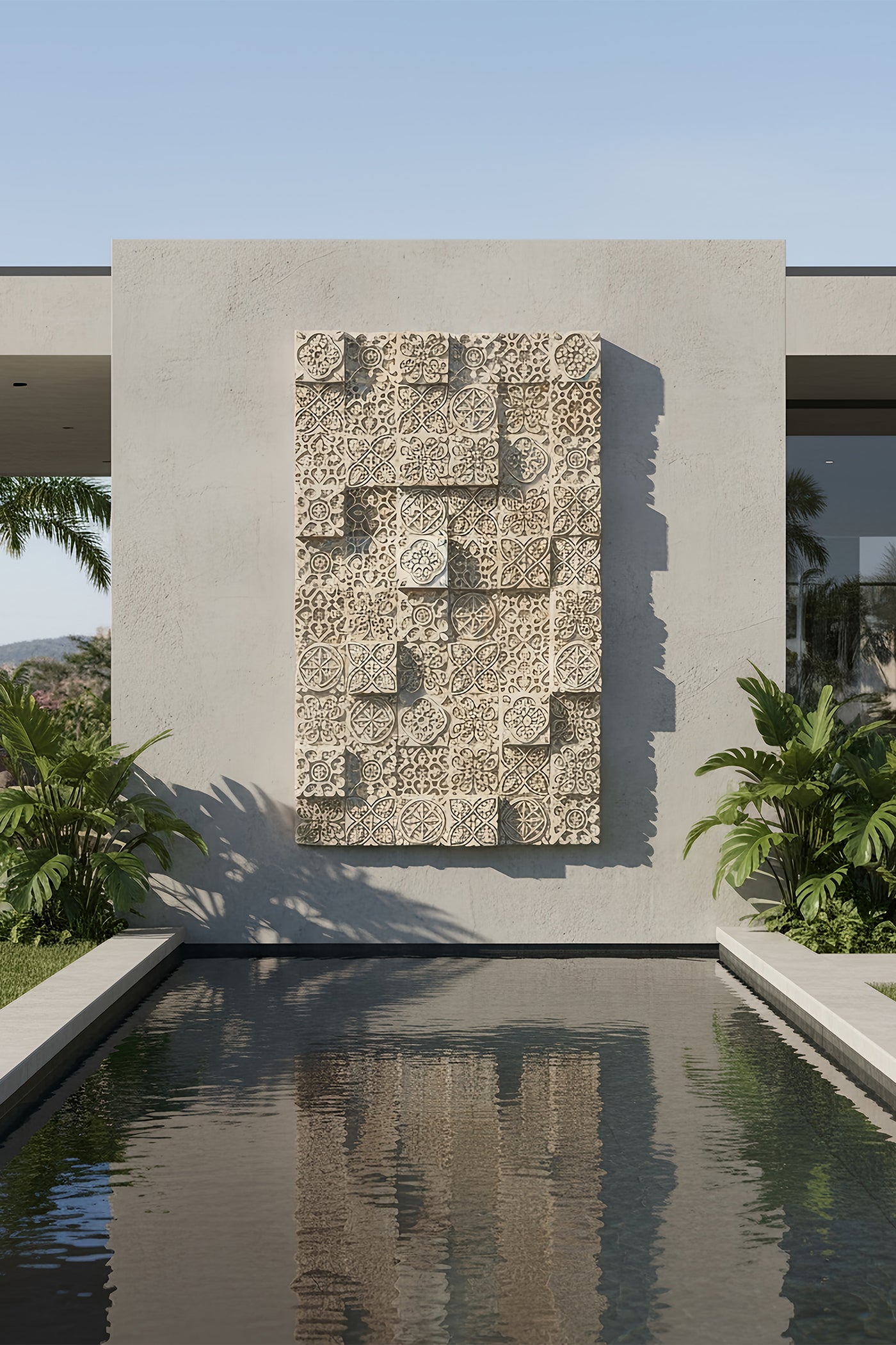 Water Cascade Morrocco Tile Relief Wall Fountain