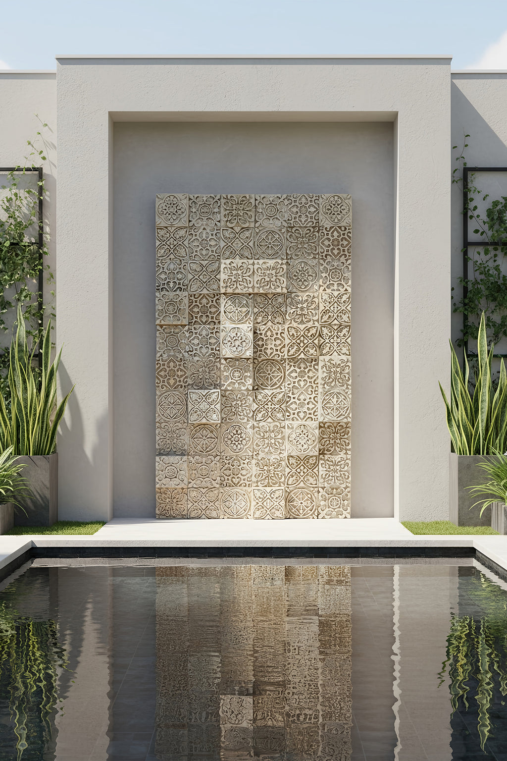 Water Cascade Morrocco Tile Relief Wall Fountain
