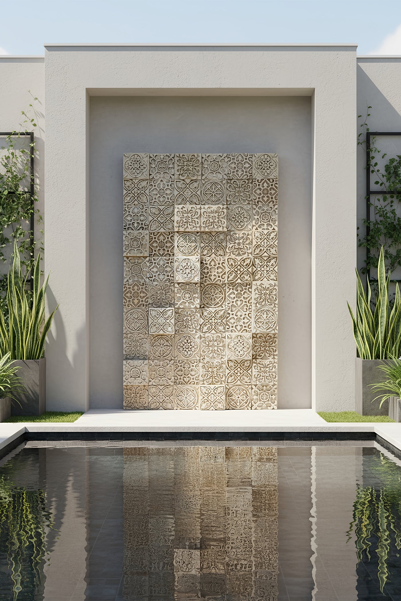 Water Cascade Morrocco Tile Relief Wall Fountain